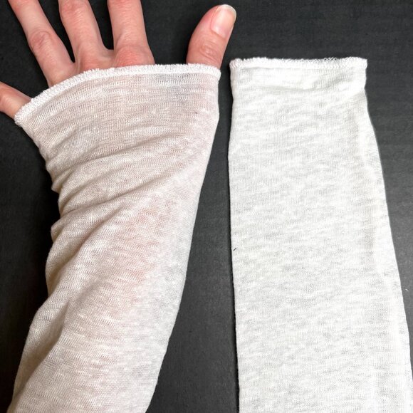 100% Linen Arm Warmers White Sleeves Cover Socks Driving Gloves Holistic Natural - Picture 3 of 5